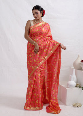 Pink Printed Pure Silk Saree With Blouse Piece - Indian Silk House Agencies