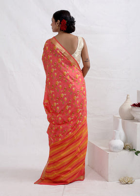 Pink Printed Pure Silk Saree With Blouse Piece - Indian Silk House Agencies