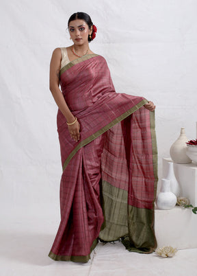 Purple Tussar Pure Silk Saree With Blouse Piece - Indian Silk House Agencies