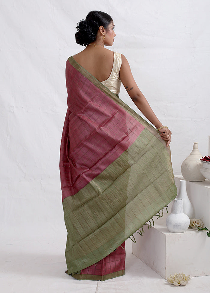 Purple Tussar Pure Silk Saree With Blouse Piece - Indian Silk House Agencies