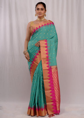 Green Kanjivaram Silk Saree With Blouse Piece - Indian Silk House Agencies