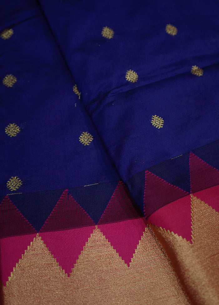 Blue Kanjivaram Silk Saree With Blouse Piece - Indian Silk House Agencies