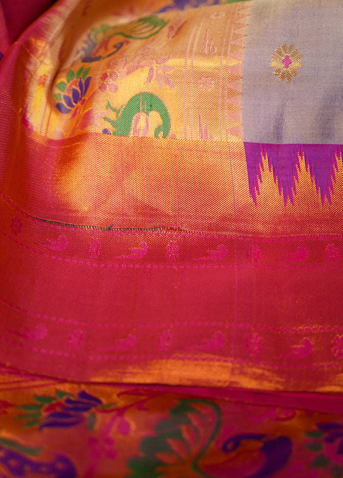 Purple Kanjivaram Pure Silk Saree With Blouse Piece - Indian Silk House Agencies