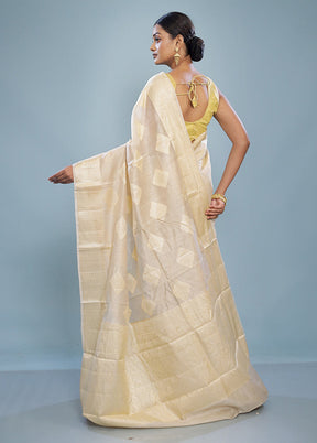 Cream Dupion Silk Saree With Blouse Piece - Indian Silk House Agencies