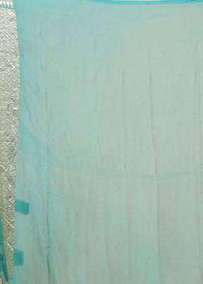 Blue Garad Pure Silk Saree Without Blouse Piece