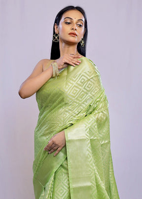 Green Kora Silk Saree With Blouse Piece - Indian Silk House Agencies