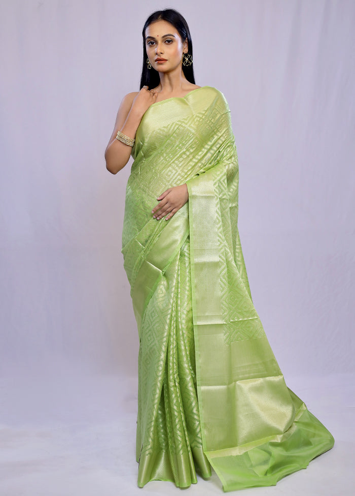 Green Kora Silk Saree With Blouse Piece - Indian Silk House Agencies