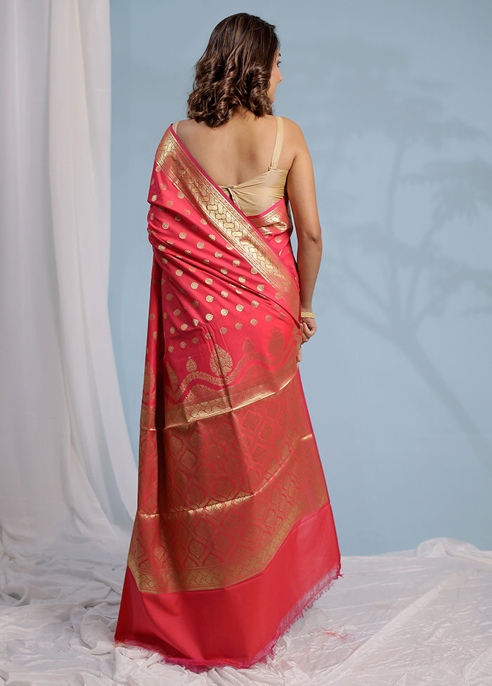 Pink Katan Silk Saree With Blouse Piece - Indian Silk House Agencies