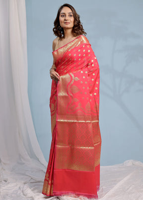 Pink Katan Silk Saree With Blouse Piece - Indian Silk House Agencies