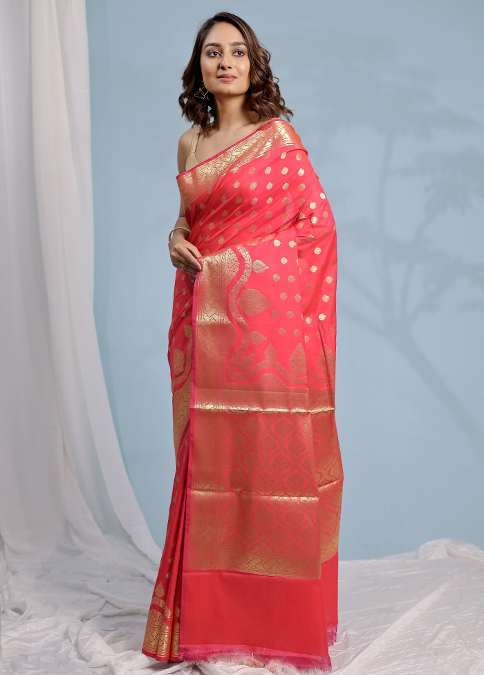 Pink Katan Silk Saree With Blouse Piece - Indian Silk House Agencies