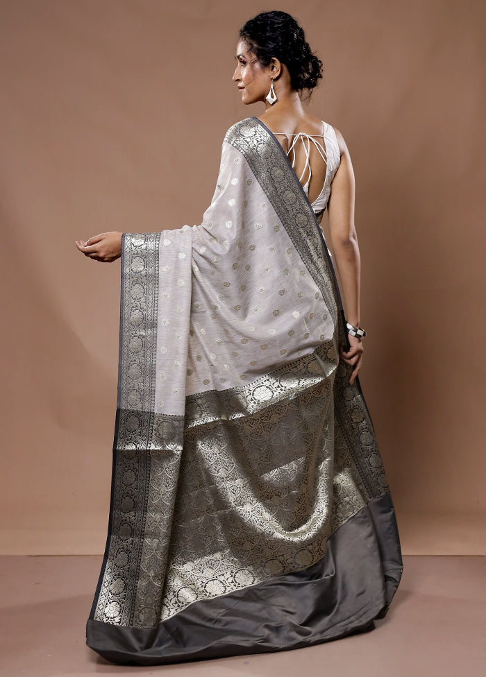 Grey Kora Silk Saree With Blouse Piece - Indian Silk House Agencies