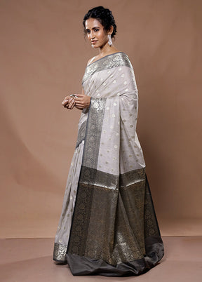 Grey Kora Silk Saree With Blouse Piece - Indian Silk House Agencies