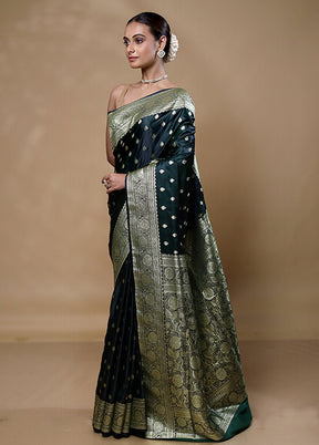 Black Banarasi Silk Saree With Blouse Piece