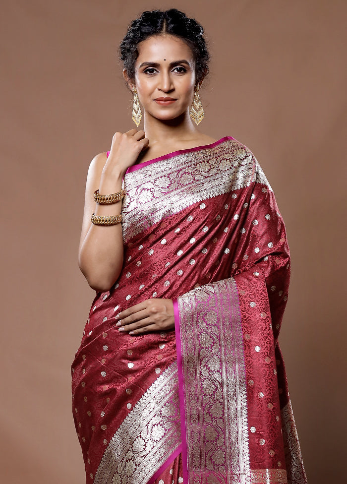 Pink Tanchoi Banarasi Silk Saree With Blouse Piece - Indian Silk House Agencies