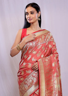 Red Uppada Silk Saree With Blouse Piece - Indian Silk House Agencies