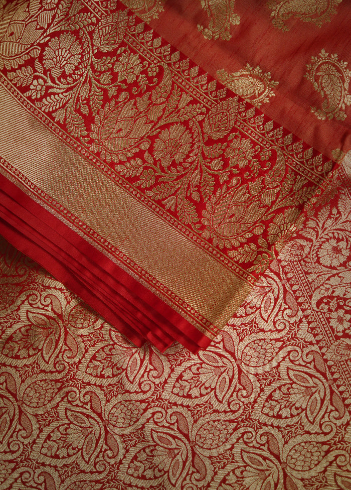 Red Uppada Silk Saree With Blouse Piece - Indian Silk House Agencies