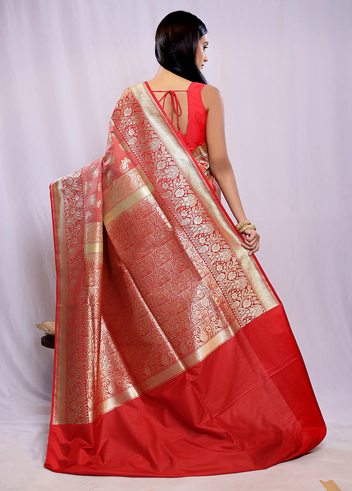 Red Uppada Silk Saree With Blouse Piece - Indian Silk House Agencies