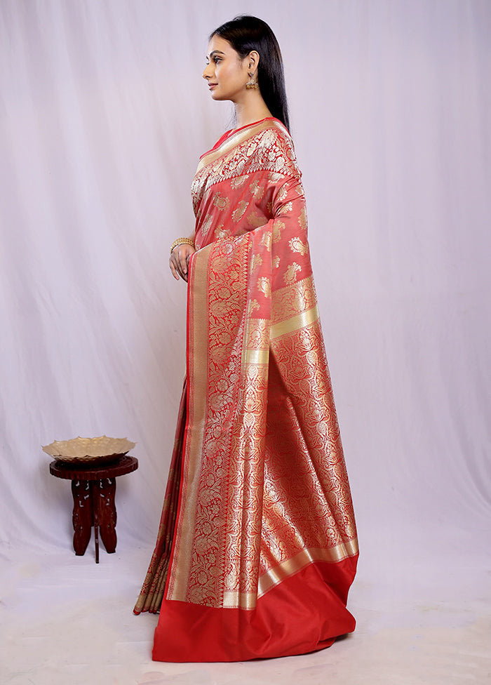 Red Uppada Silk Saree With Blouse Piece - Indian Silk House Agencies