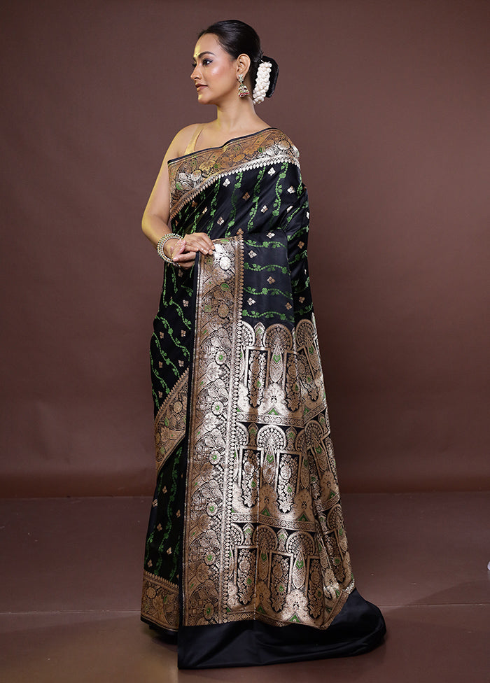 Black Tanchoi Silk Saree With Blouse Piece