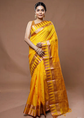 Yellow Kanjivaram Silk Saree With Blouse Piece - Indian Silk House Agencies