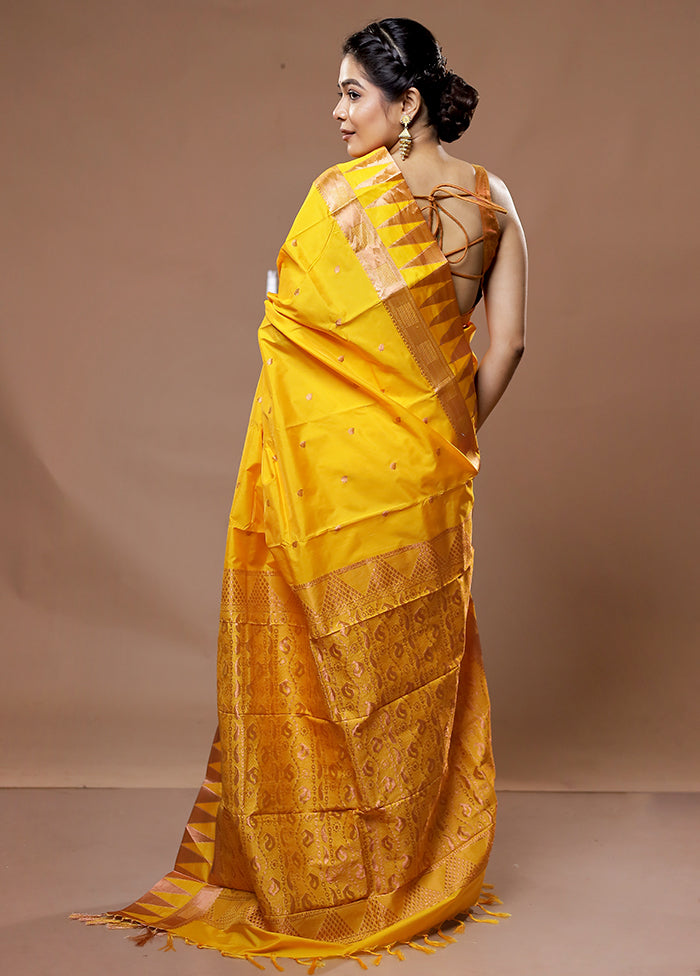 Yellow Kanjivaram Silk Saree With Blouse Piece - Indian Silk House Agencies