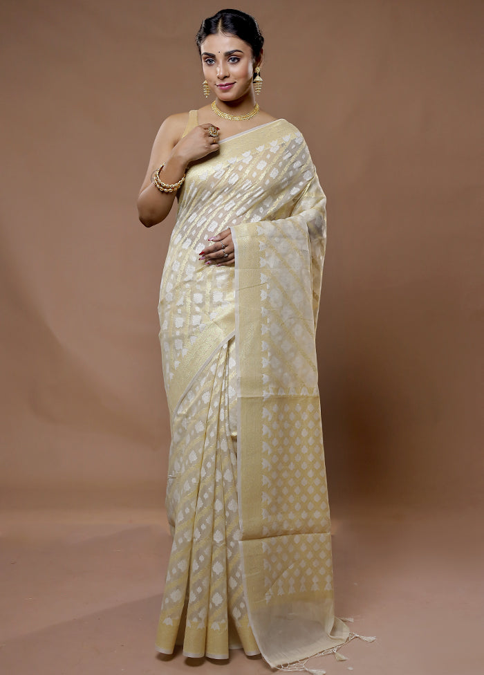 Cream Pure Cotton Saree With Blouse Piece - Indian Silk House Agencies