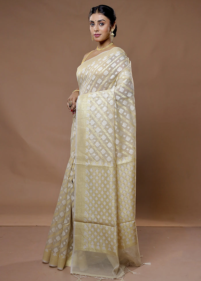 Cream Pure Cotton Saree With Blouse Piece - Indian Silk House Agencies