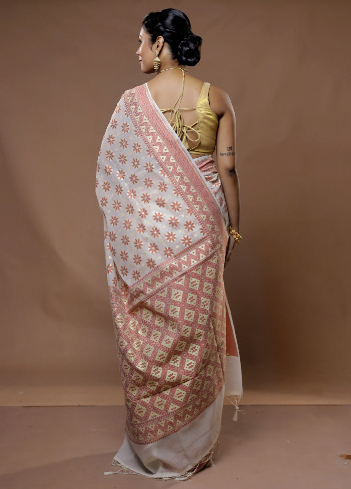 Cream Pure Cotton Saree With Blouse Piece - Indian Silk House Agencies