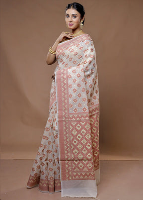 Cream Pure Cotton Saree With Blouse Piece - Indian Silk House Agencies