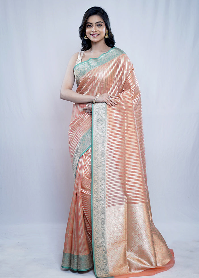 Rust Kora Silk Saree With Blouse Piece - Indian Silk House Agencies