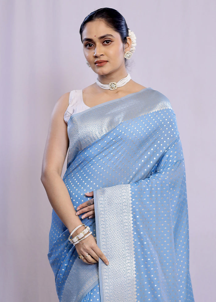 Blue Uppada Silk Saree With Blouse Piece - Indian Silk House Agencies