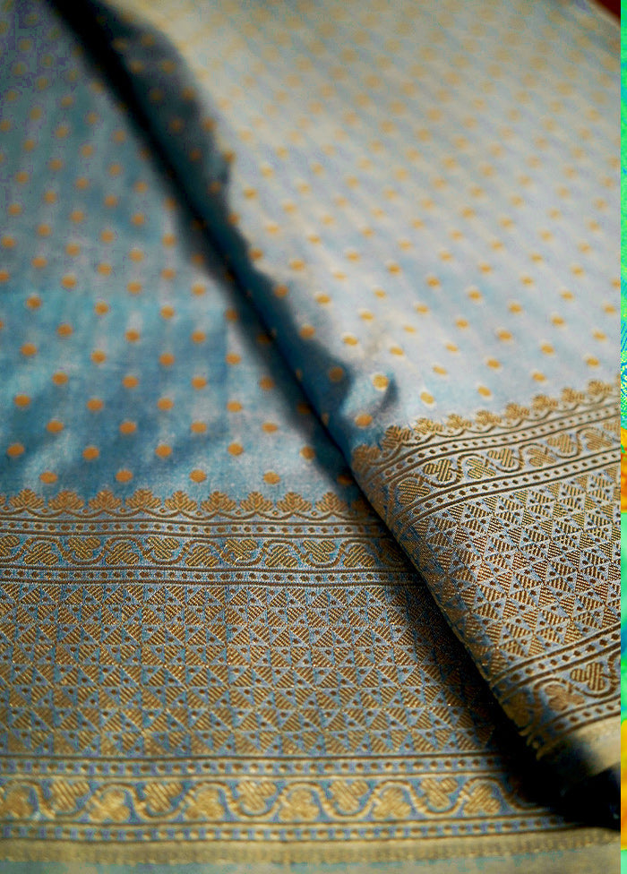 Blue Uppada Silk Saree With Blouse Piece - Indian Silk House Agencies