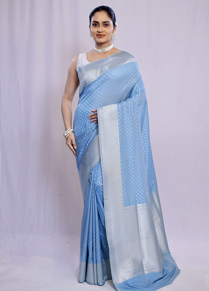 Blue Uppada Silk Saree With Blouse Piece - Indian Silk House Agencies