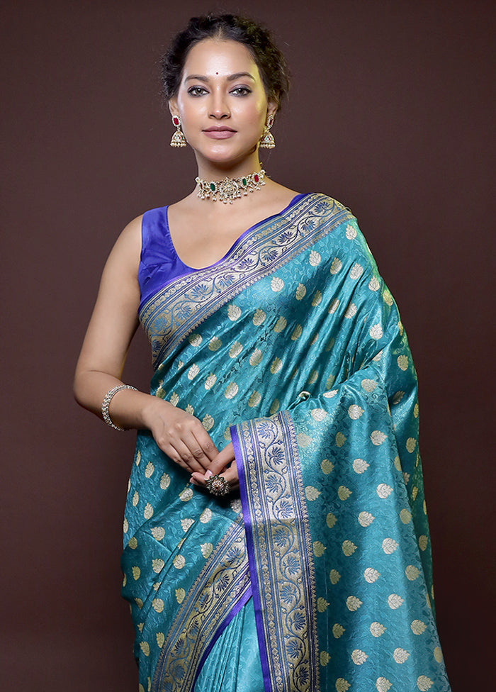 Green Dupion Silk Saree With Blouse Piece