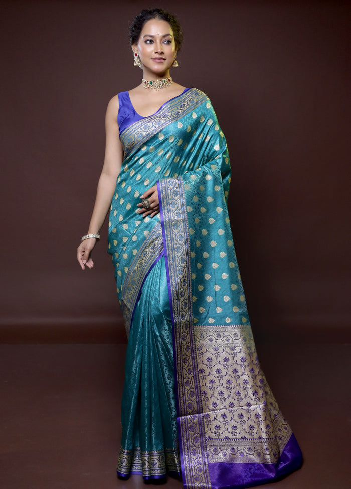 Green Dupion Silk Saree With Blouse Piece