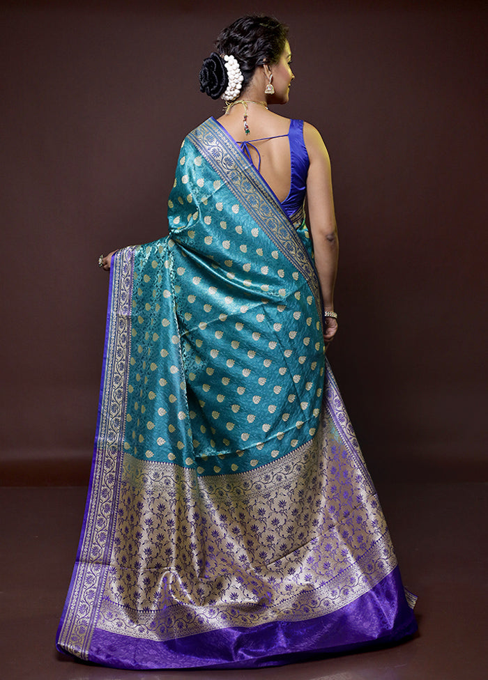 Green Dupion Silk Saree With Blouse Piece