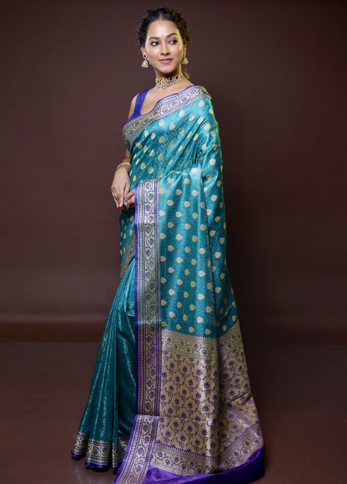 Green Dupion Silk Saree With Blouse Piece