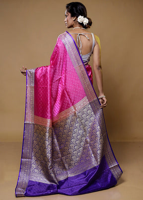 Pink Dupion Silk Saree With Blouse Piece