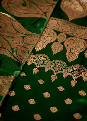 Green Banarasi Silk Saree With Blouse Piece - Indian Silk House Agencies