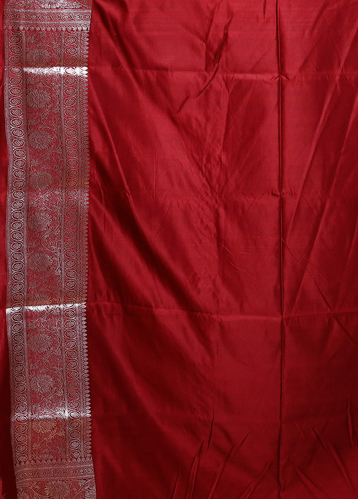 Red Banarasi Silk Saree With Blouse Piece