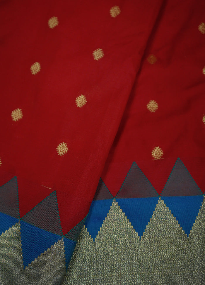 Red Kanjivaram Silk Saree With Blouse Piece - Indian Silk House Agencies