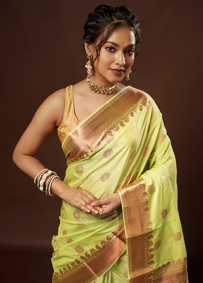 Green Kanjivaram Silk Saree With Blouse Piece - Indian Silk House Agencies