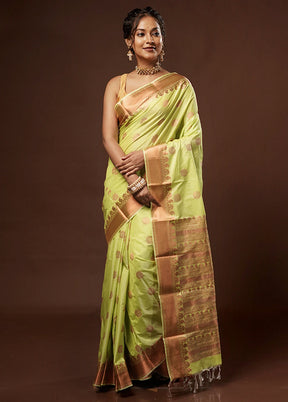 Green Kanjivaram Silk Saree With Blouse Piece - Indian Silk House Agencies