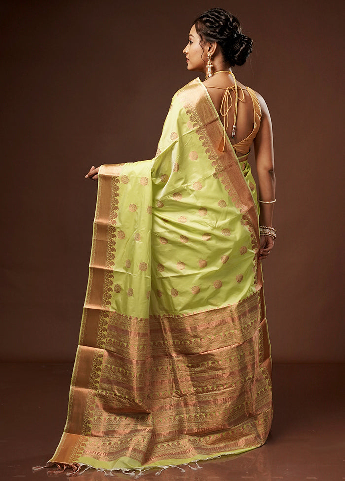 Green Kanjivaram Silk Saree With Blouse Piece - Indian Silk House Agencies