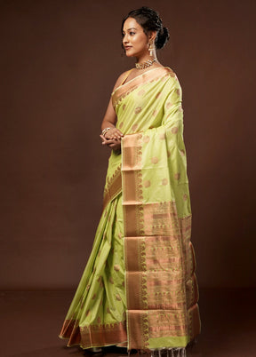 Green Kanjivaram Silk Saree With Blouse Piece - Indian Silk House Agencies