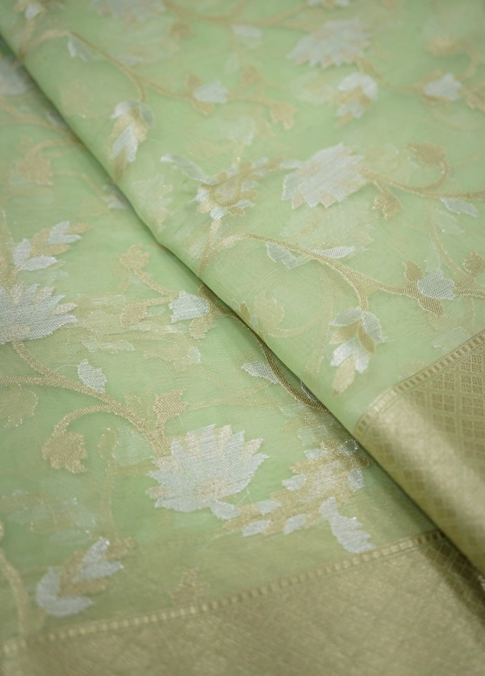 Green Kora Silk Saree With Blouse Piece - Indian Silk House Agencies