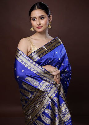 Blue Assam Pure Silk Saree With Blouse Piece - Indian Silk House Agencies