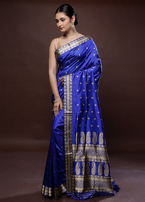 Blue Assam Pure Silk Saree With Blouse Piece - Indian Silk House Agencies