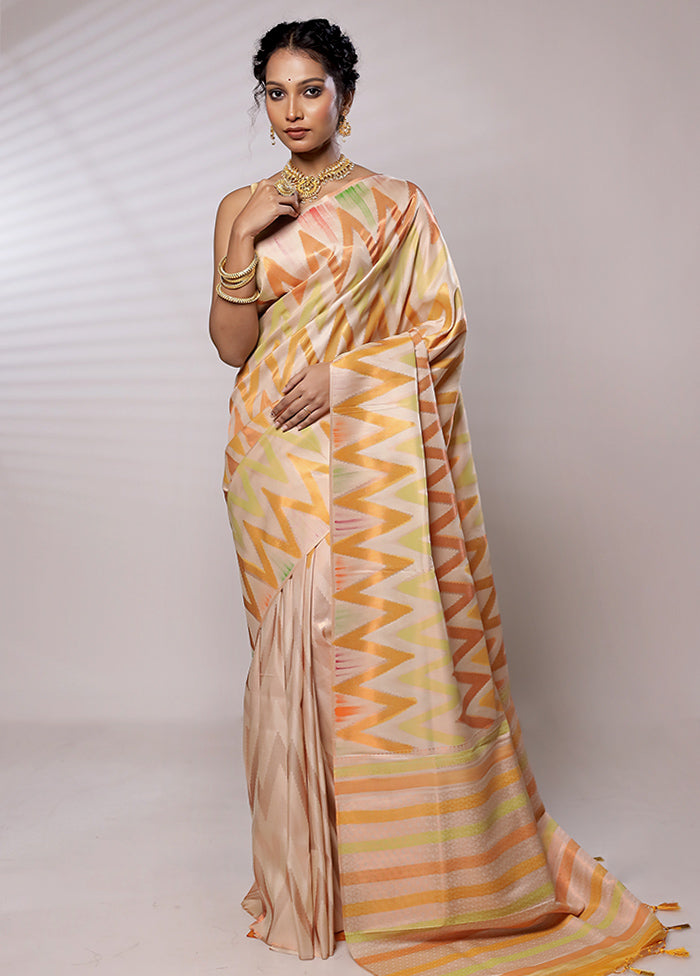 Cream Dupion Silk Saree With Blouse Piece - Indian Silk House Agencies