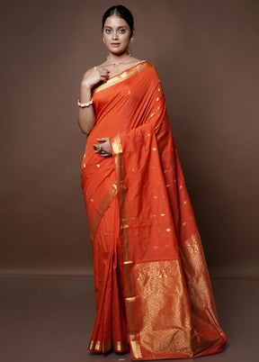 Orange Kanjivaram Silk Saree With Blouse Piece